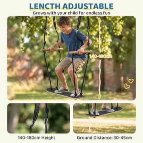 AIYAPLAY Huśtawka deskorolkowa z regulacją wysokości, antypoślizgową deską, wodoodporną liną, uchwytami, Czarna | Aosom PL