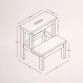 Bambusowy taboret ze schodkiem KROK, wys. 46 cm