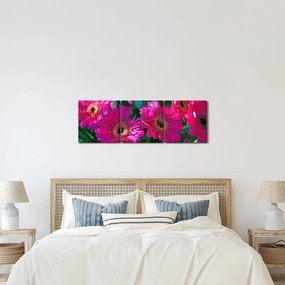 Obraz - kwiaty (z zegarem) (90x30 cm)