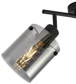 Designerski reflektor sufitowy czarny z przydymionym szkłem 2-punktowy - Domo Nowoczesny Oswietlenie wewnetrzne
