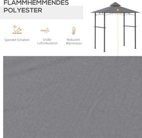 Outsunny pawilon grillowy z podwójnym dachem hamujący płomienie szary 245x148x255 cm Aosom PL