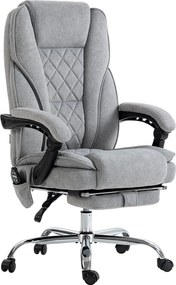 Vinsetto Ergonomiczne Krzesło Biurowe z Masażem, Podnóżkiem, Obrotowe, na Kółkach, Szare