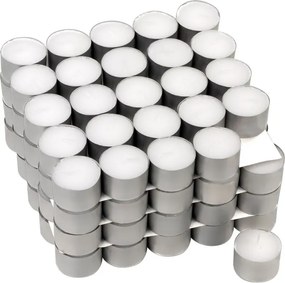 Białe świeczki tea light, bez zapachów, białe, 100 sztuk