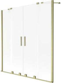 Mexen Velar Duo parawan nawannowy 2-skrzydłowy rozsuwany 150 x 150 cm, szron, złoty szczotkowany - 896-150-000-32-55