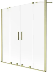 Mexen Velar Duo parawan nawannowy 2-skrzydłowy rozsuwany 150 x 150 cm, szron, złoty szczotkowany - 896-150-000-32-55