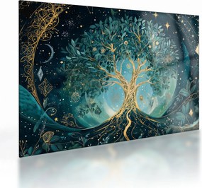 Obraz na szkle – Drzewo życia we wszechświecie (70x50 cm)