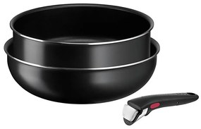 Tefal - Zestaw patelni 3 szt INGENIO EASY COOK &amp; CLEAN BLACK