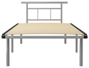Szare metalowe łóżko pojedyncze 100x200 cm - Nikel
