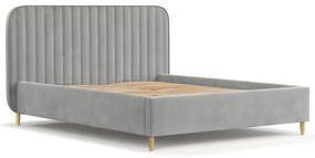 Szare tapicerowane łóżko jednoosobowe ze schowkiem ze stelażem 120x200 cm Noto – Maison de Rêve