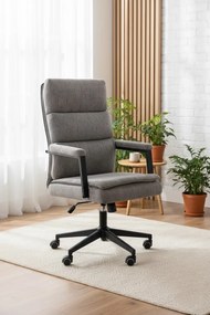 Popielaty tapicerowany fotel gabinetowy R1-H70