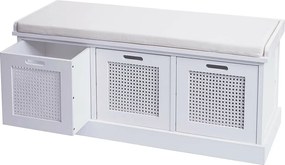 Ławka MCW-J49 Skrzynki do przechowywania,  biały, tapicerka kremowo-biała