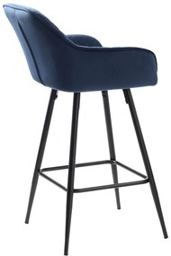Niebieski aksamitny hoker (wysokość siedziska 67 cm) Milton – Unique Furniture