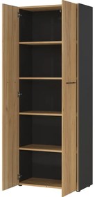 Antracytowo-naturalna szafa w dekorze dębu 75x196x40 cm Podium – Germania