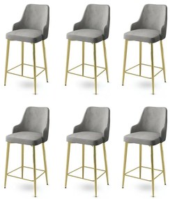 Zestaw krzeseł barowych Enox Grey and Gold, 6 szt.