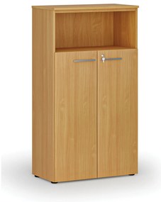 Szafa biurowa kombinowana PRIMO WOOD, drzwi na 3 poziomach, 800 x 420 x 1434 mm, buk