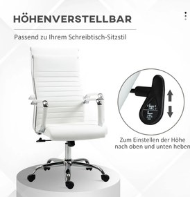 Vinsetto Fotel biurowy obrotowy regulacja wysokości skóra PU biały 54x62x114cm | Aosom PL