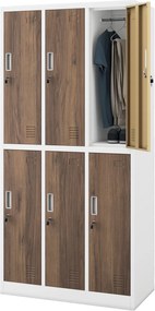 Szafa socjalna 6-drzwiowa Eco Design Igor, 90x45x185 cm, biały/orzech