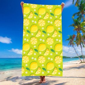 Ręcznik plażowy LEMONS 100x180 cm zielony, 100% mikrofibra