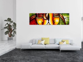 Obraz - Obraz olejny, abstrakcyjne twarze (170x50 cm)