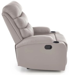 Fotel do salonu wypoczynkowy beżowy, rozkładany eco skóra PERUS