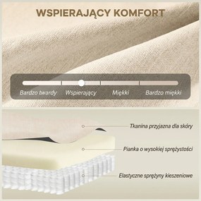 HOMCOM Sofa 2-osobowa, pikowane oparcie, nogi drewniane, grube wypełnienie, efekt lnu, do małych pomieszczeń, beżowy | Aosom PL