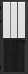 Drzwi kompletne dwustronne z aluminium i matowego szkła hartowanego w stylu industrialnym - wys. 204 x szer. 93 cm - Czarny - ERMELO
