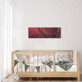 Obraz - Czerwony abstrakcyjny kwiat N⁰2 (z zegarem) (90x30 cm)