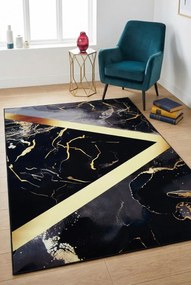 Czarny dywan w złote nowoczesne wzory N3-T94