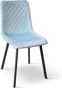 Zestaw 4 krzeseł z niebieskiego aksamitu i antracytowymi metalowymi nogami - NOHO