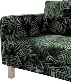 Pokrowiec na fotel Karlstad kolor zielony tkanina welwetowa, wzorzysta