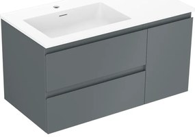 Mexen Orio szafka łazienkowa 90 cm z umywalką Otis lewą, 2S, 1D, grafit mat/biała mat - 91A13-09047-3-BBFFF66-W18L01