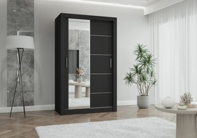 Szafa przesuwna LYON z lustrem 120 cm czarny