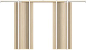 Podwójne drzwi przesuwne z systemem chowanym w ściani, z drewna i ryflowanego MDF – 2 × wys. 205 × szer. 93 cm – AREZO.