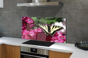 Panel Szklany Kwiaty motyl
