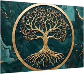 Obraz na szkle – Złote drzewo życia w marmurze (70x50 cm)