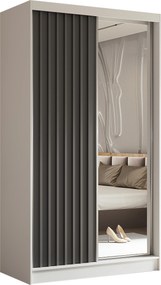 Szafa Przesuwna LAMELLO 120 cm z Lustrem Szafa Dwudrzwiowa Biała