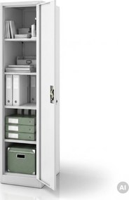 Szafa na akta kartotekowa na klucz szara, 450x1850x600 mm: ALEX D600