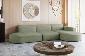 Narożnik w kształcie L Modena L, tkanina Poso, Jasnozielony, Prawy