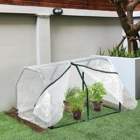Outsunny Mini Szklarnia Tunel Foliowy Odporny na Warunki Atmosferyczne Łatwy Transport Zielony 99x71x60cm | Aosom PL
