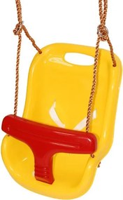 Huśtawka kubełkowa plastikowa z wysokim oparciem żółto-czerwona