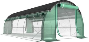 Outsunny Szklarnia Polytunelowa 6 x 3 x 2 m z Siatką Przeciwsłoneczną, Rolowanymi Bocznymi Ścianami, Pokrywą z Tworzywa, Stalowym Ramą, Zielona