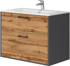 Zestaw mebli łazienkowych antracyt/złoty dąb 80x45.5x61.5 lanco