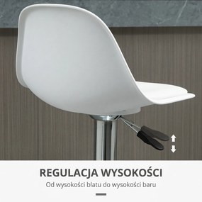 HOMCOM Zestaw 2 hokerów nowoczesne krzesła barowe do 120 kg białe stylowe siedziska | Aosom PL