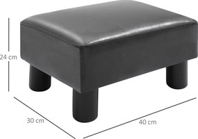 HOMCOM Podnóżek Pufa Uszak Czarny 40x30x24cm Wygodny Stołek do Siedzenia Stylowy i Praktyczny | Aosom PL