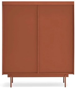 Ceglasto-naturalna wysoka komoda w dekorze dębu 100x120 cm Otto – Teulat