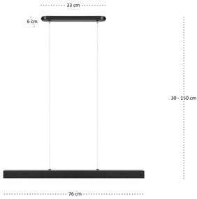 Czarna lampa wisząca LED 76cm z metalu W76LED-4K-SCHWARZ wymienny LED