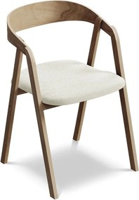 Kremowy fotel jadalniany z litego drewna Erika – Makamii