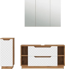 Zestaw mebli łazienkowych dąb/biały ze strukturą płytek 119.2x35x62.5 lotta