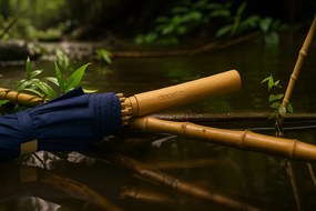 Doppler Nature Long Bamboo Deep Blue parasol składany