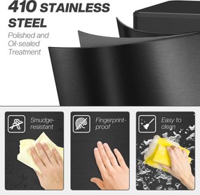 HOMCOM Kosz na Śmieci 20L, Pokrywka Soft-Close, Miejsce na Dezodorant, Odporna na Odciski Palców Stal Nierdzewna, Czarny | Aosom PL